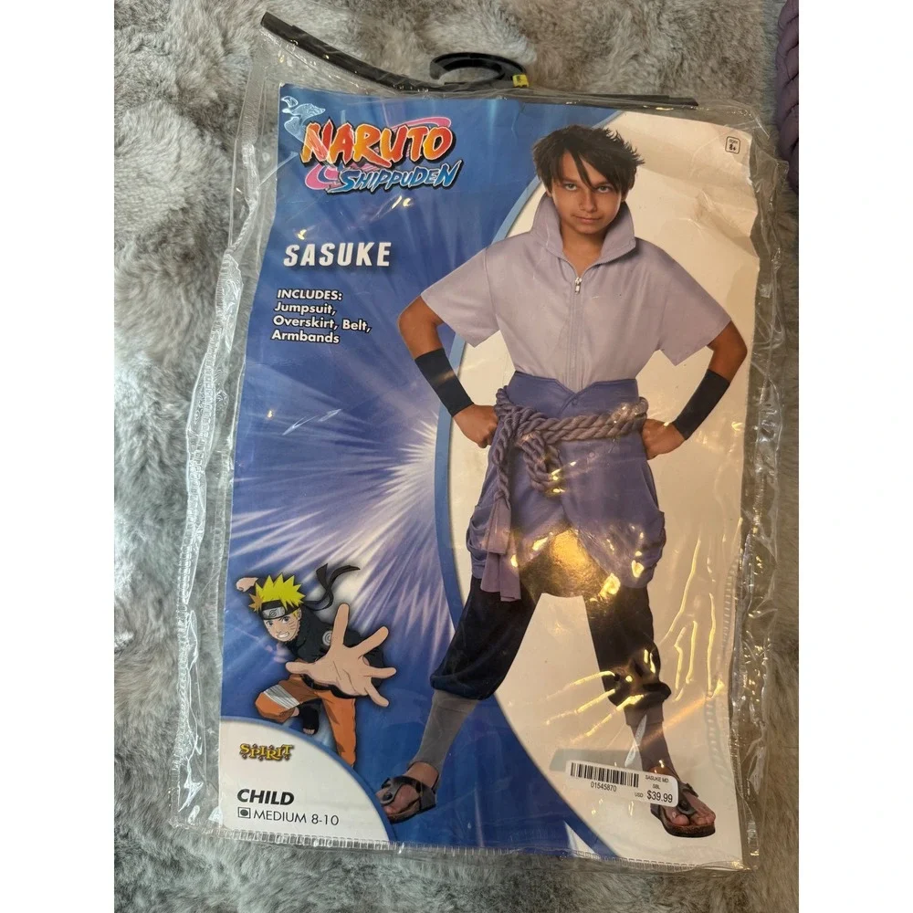 Naruto Shippuden Sasuke Uchiha Cosplay Costume Kids Medium 8-10 Spirit-0625
